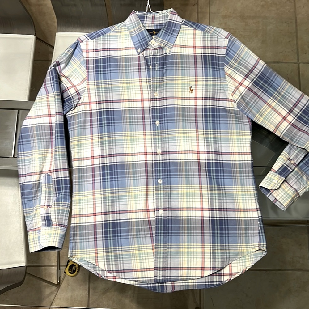 Ralph Lauren Multi Colored Plaid Long Sleeve Button Down Shirt - Size Medium
